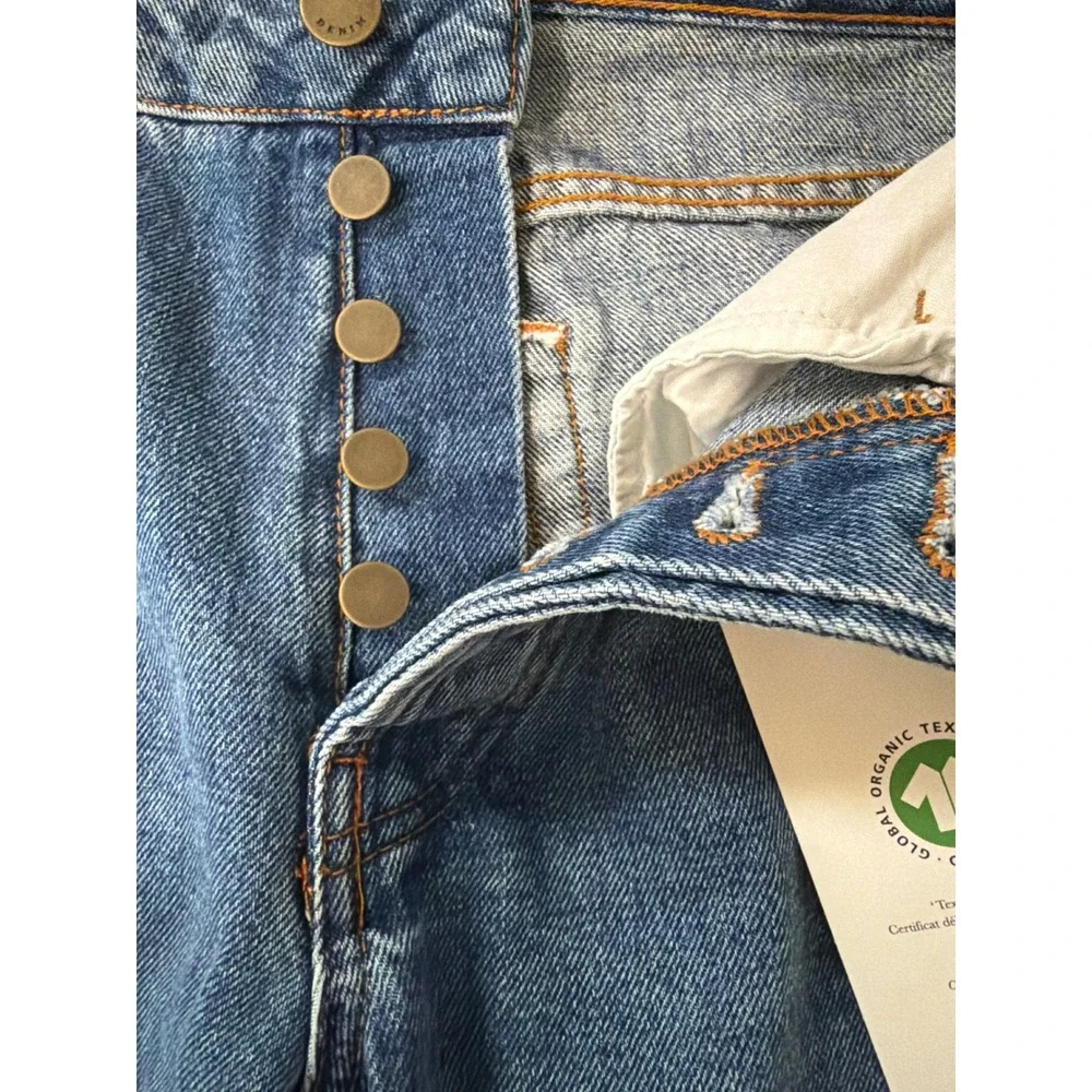 Sézane Brut Sexy High Waist Straight Leg Jeans Bleu Denim Organic Cotton NWT T26